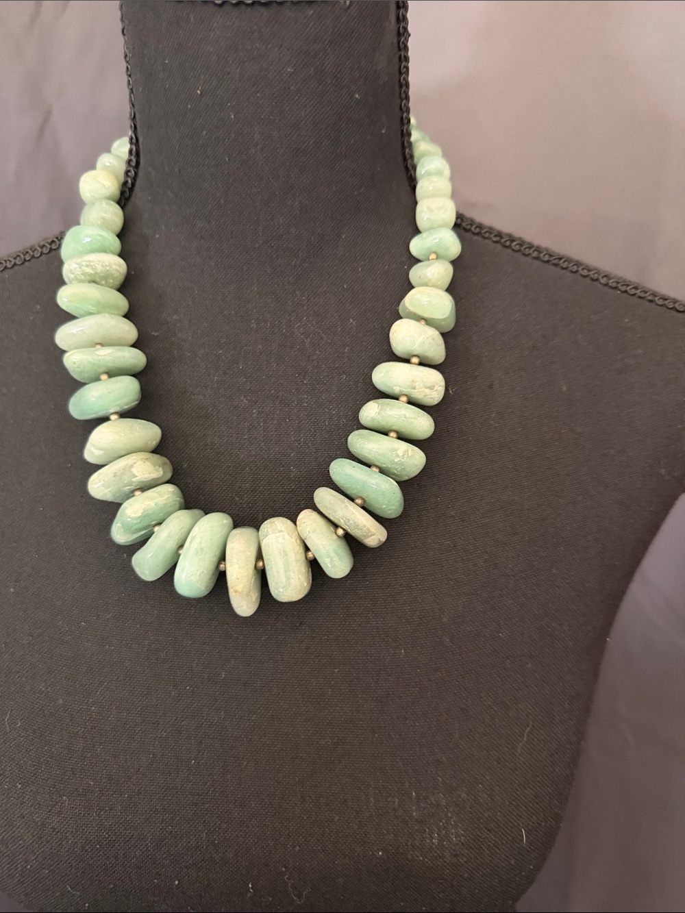 Green Jade Bead Statement Necklace - Unbranded
